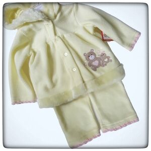 Boutique Baby Girl Set-Hand Crocheted Pink Edging-6-9M